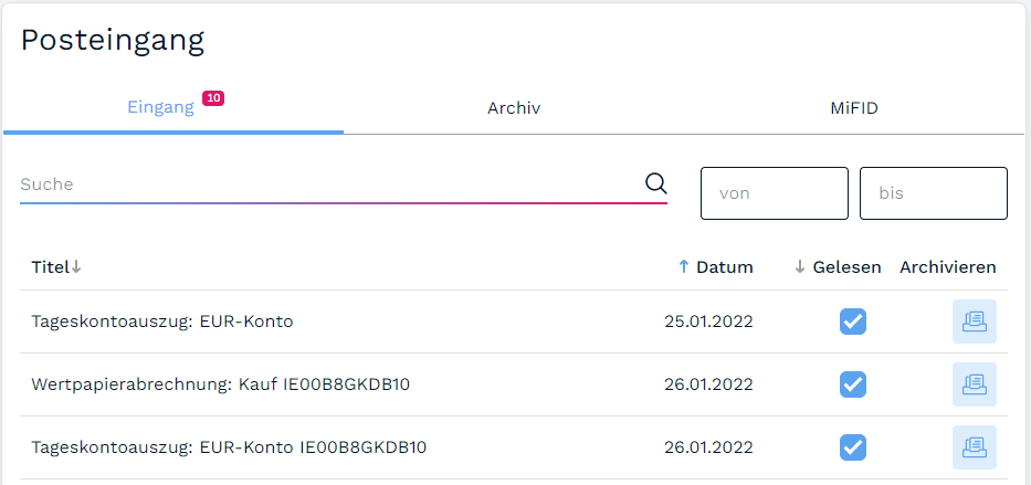 finanzen.net ZERO Posteingang