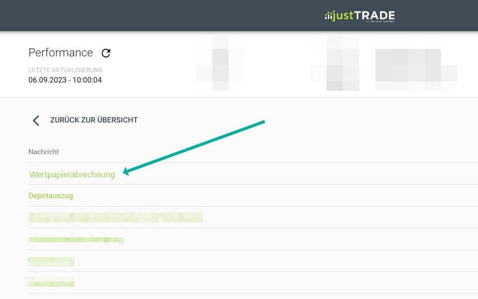 Parqet Null-Klick Import für justTRADE