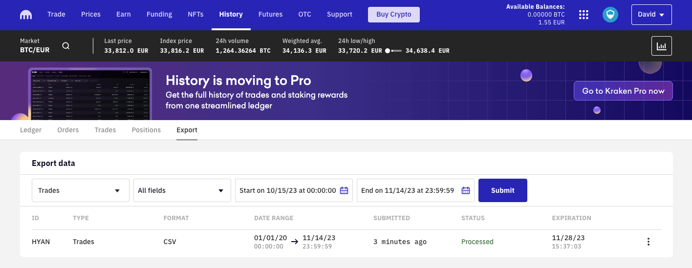 Parqet Null-Klick Import für Kraken